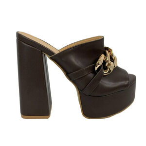 Meraki Sandals Womens Sz 6 Brown Chunky Platform Heel NEW Open‎ Toe Horsebit